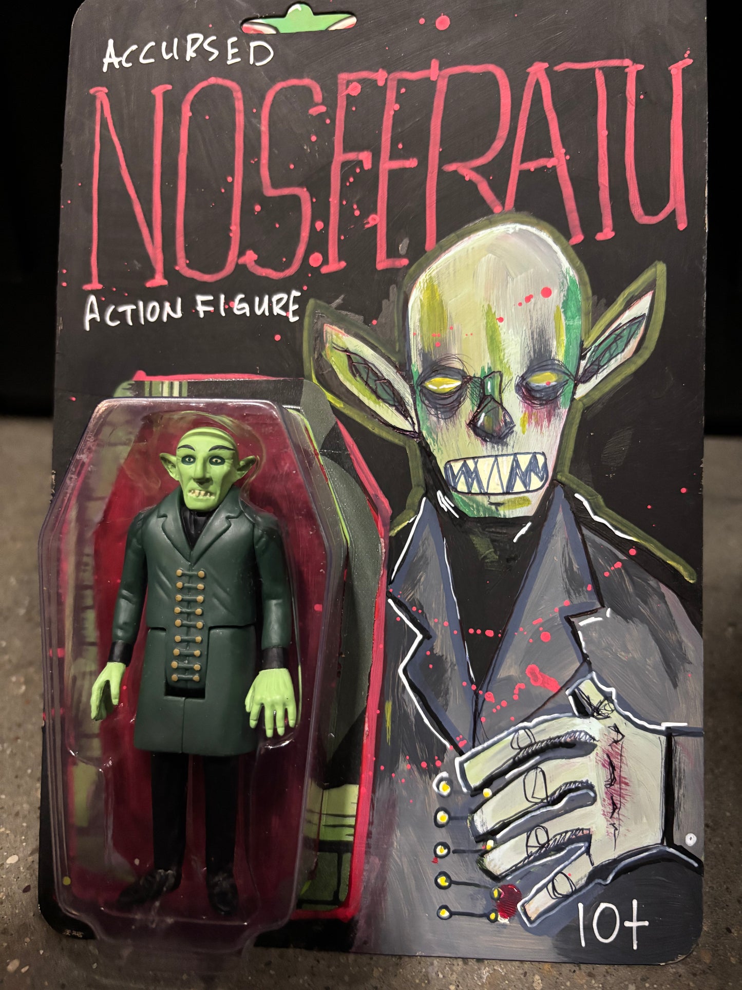 Hand painted Nosferatu action figure card